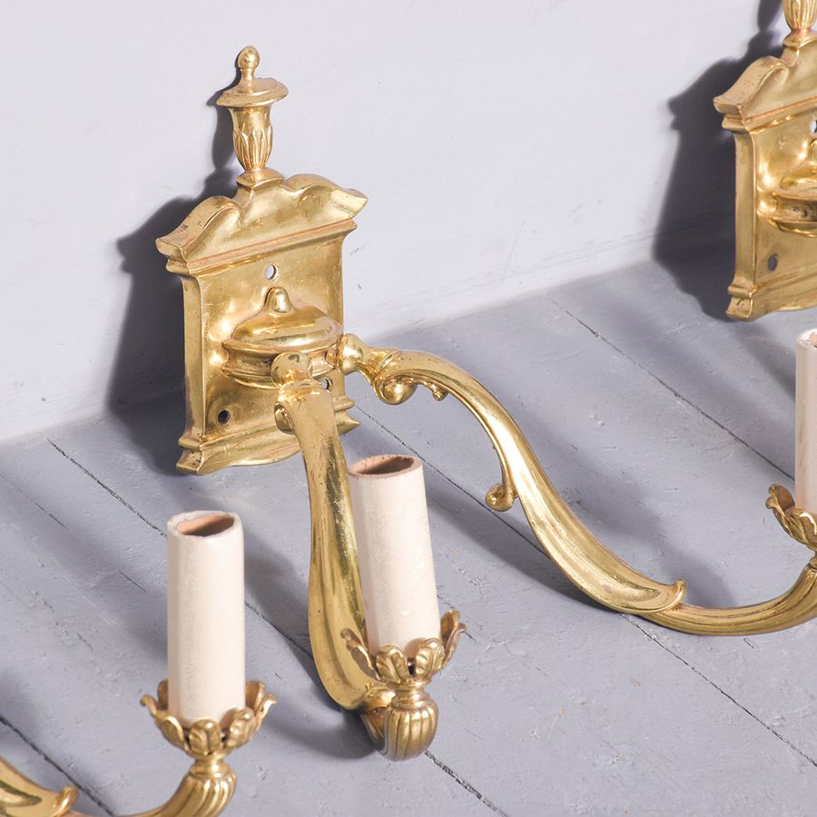 Antique Set of 4 Cast Brass Adam Style Wall Sconces