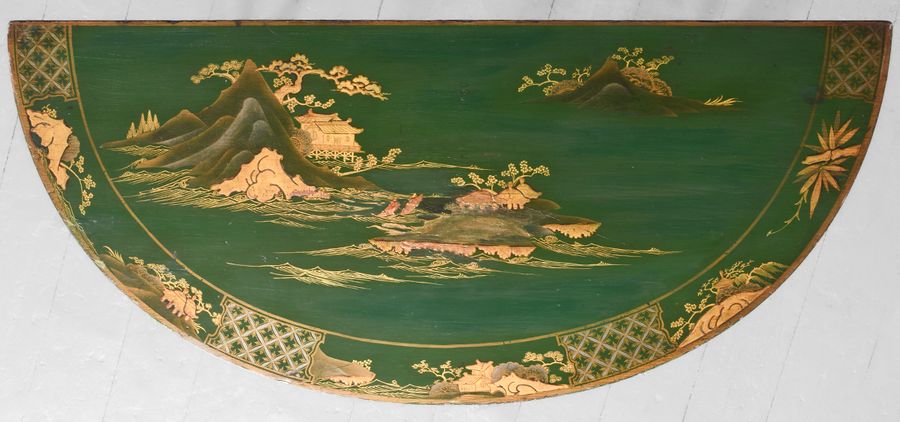 Antique Adam Style Chinoiserie Demi-Lune Table