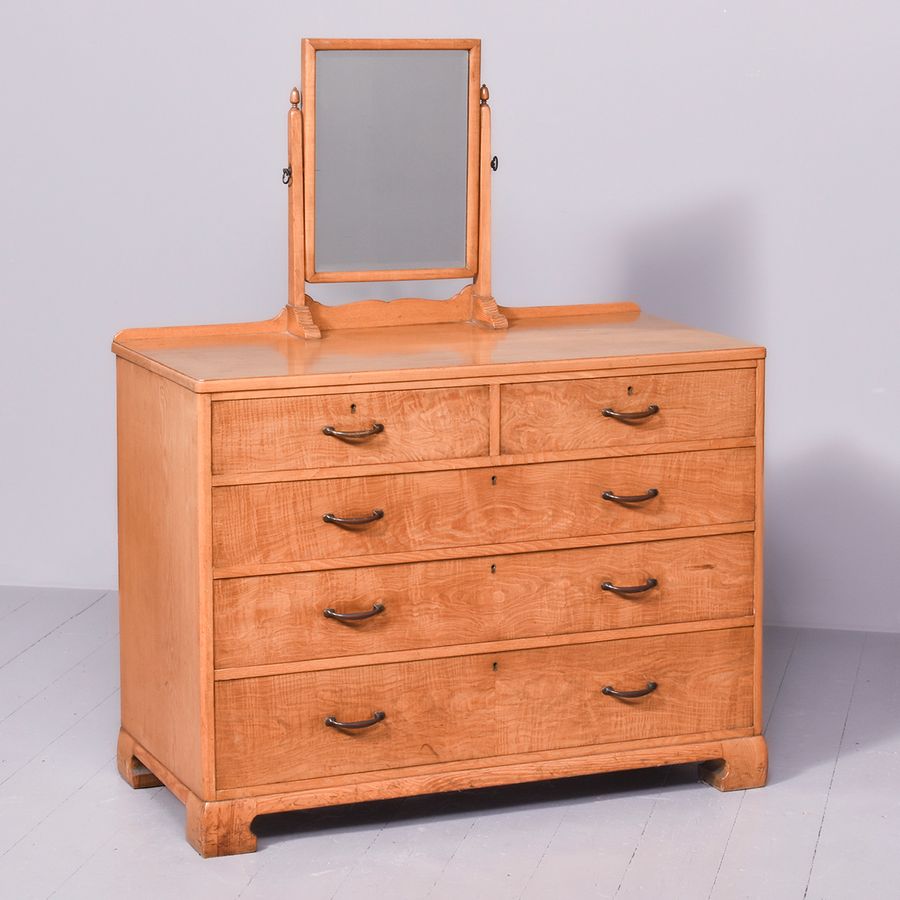 Whytock & Reid Golden Coloured Ash and Satin Birch Chest of Drawers with Mirror