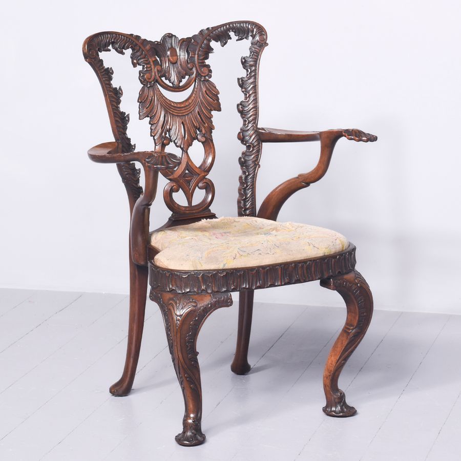A Quality George II Style Carved Mahogany Armchair