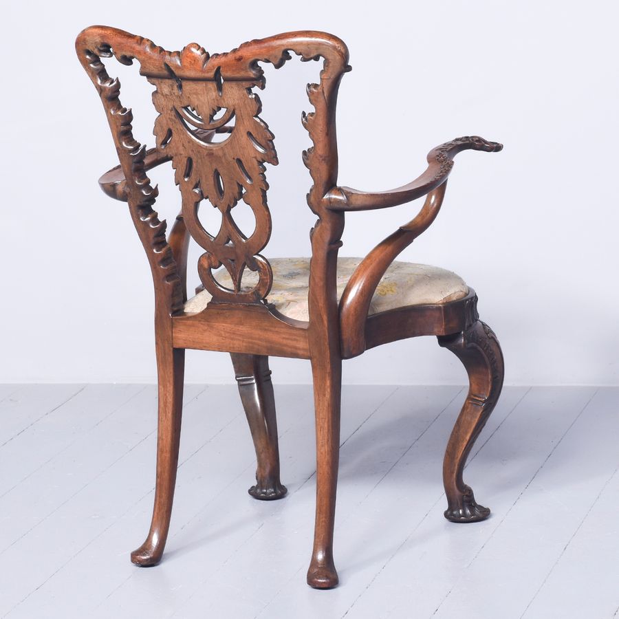 Antique A Quality George II Style Carved Mahogany Armchair