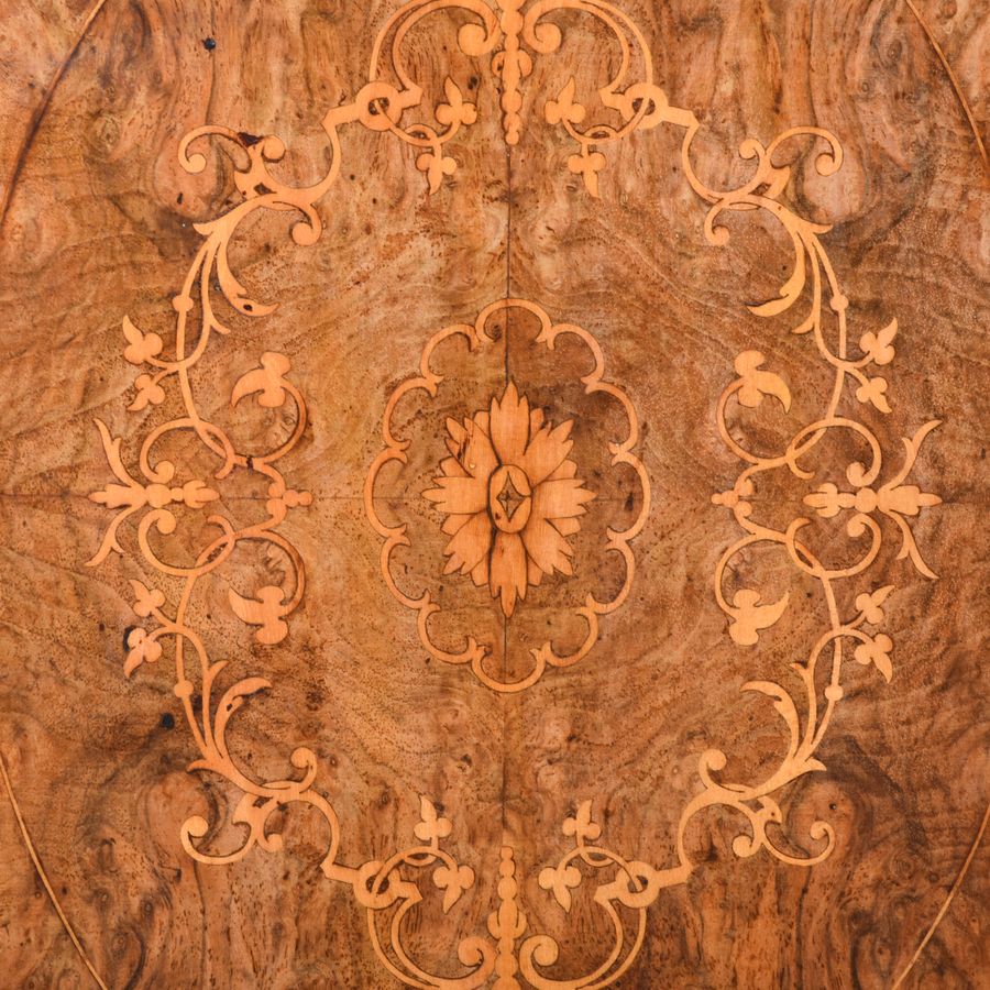 Antique Attractive Mid-Victorian Inlaid Figured Walnut Credenza/Cabinet