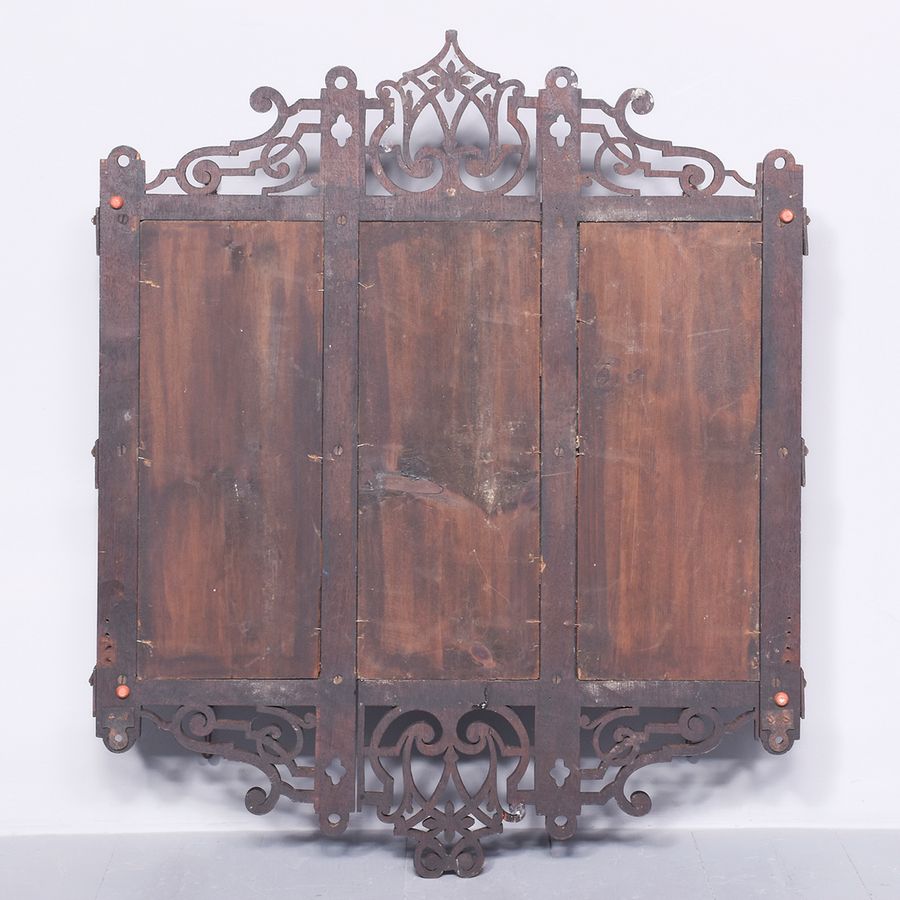 Antique Fretwork and Mirrored Back Wall-Shelves