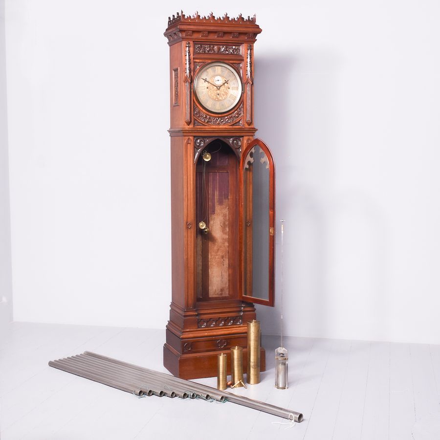 Antique Exhibition Quality Gothic Style Grandfather Clock 