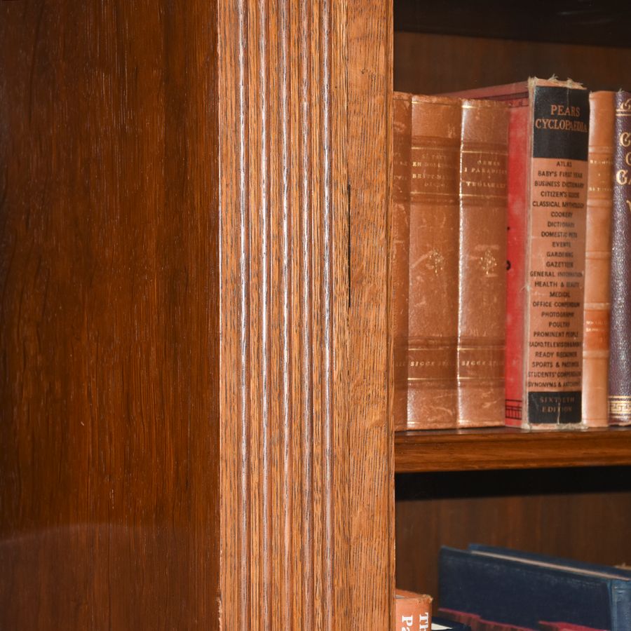 Antique Carved Oak 4 Door Bookcase