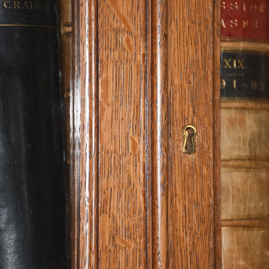 Antique Carved Oak 4 Door Bookcase