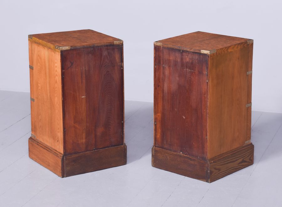 Antique Pair of Late Victorian Oak and Burr Walnut Military Lockers