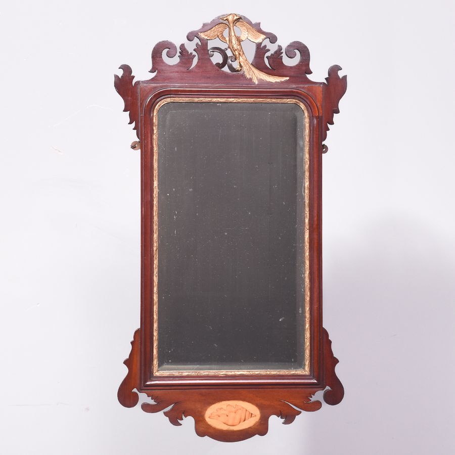 Georgian Style Chippendale Rectangular Fretted Mahogany Wall Mirror
