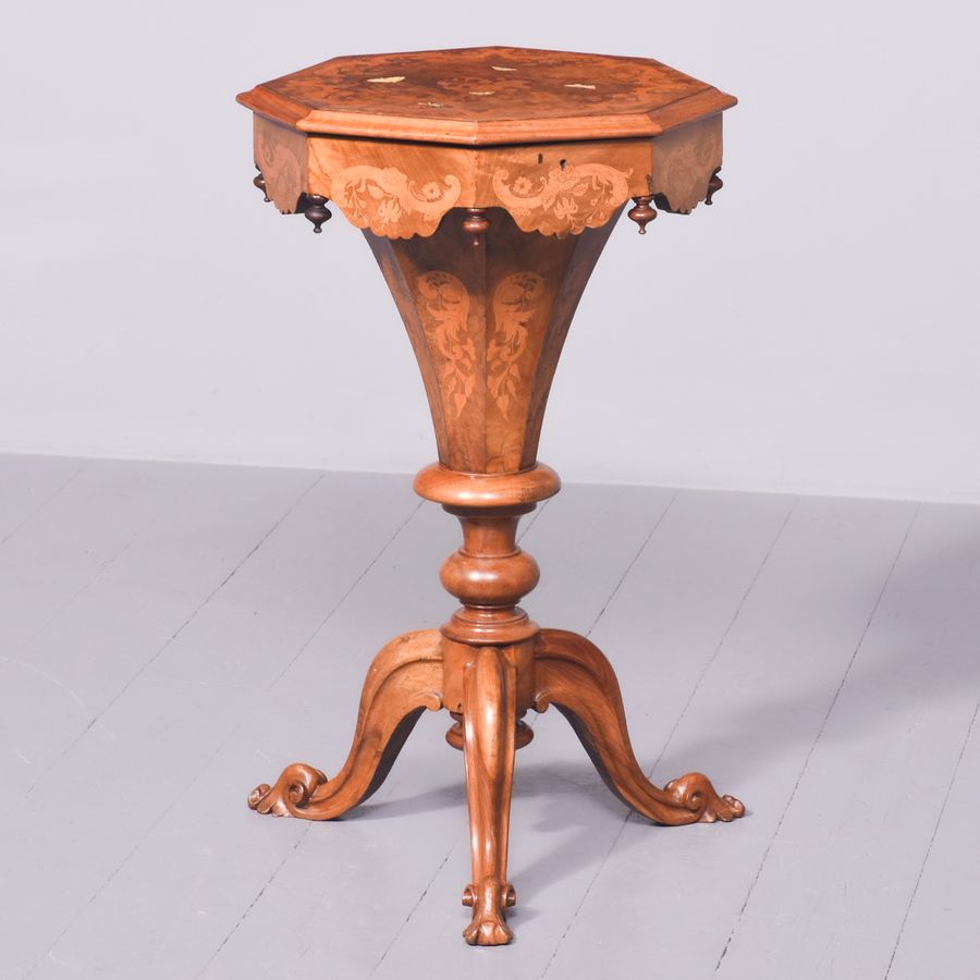 Mid-Victorian Walnut and Inlaid Worktable