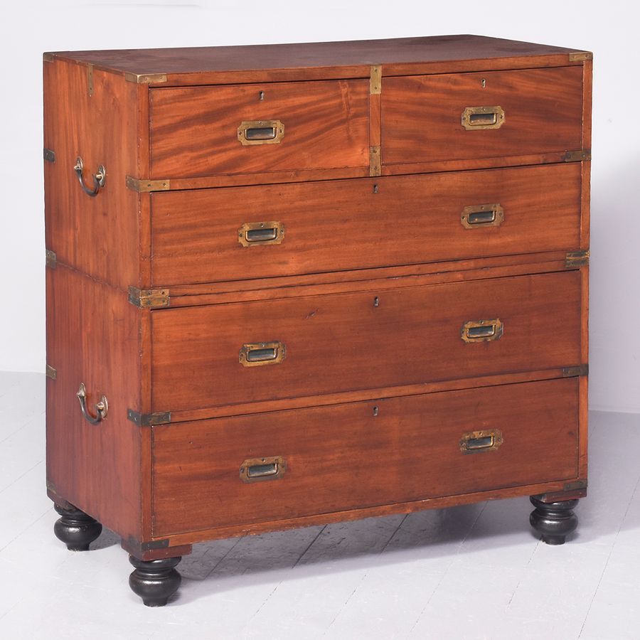 Quality Mahogany Two-Part Military Chest