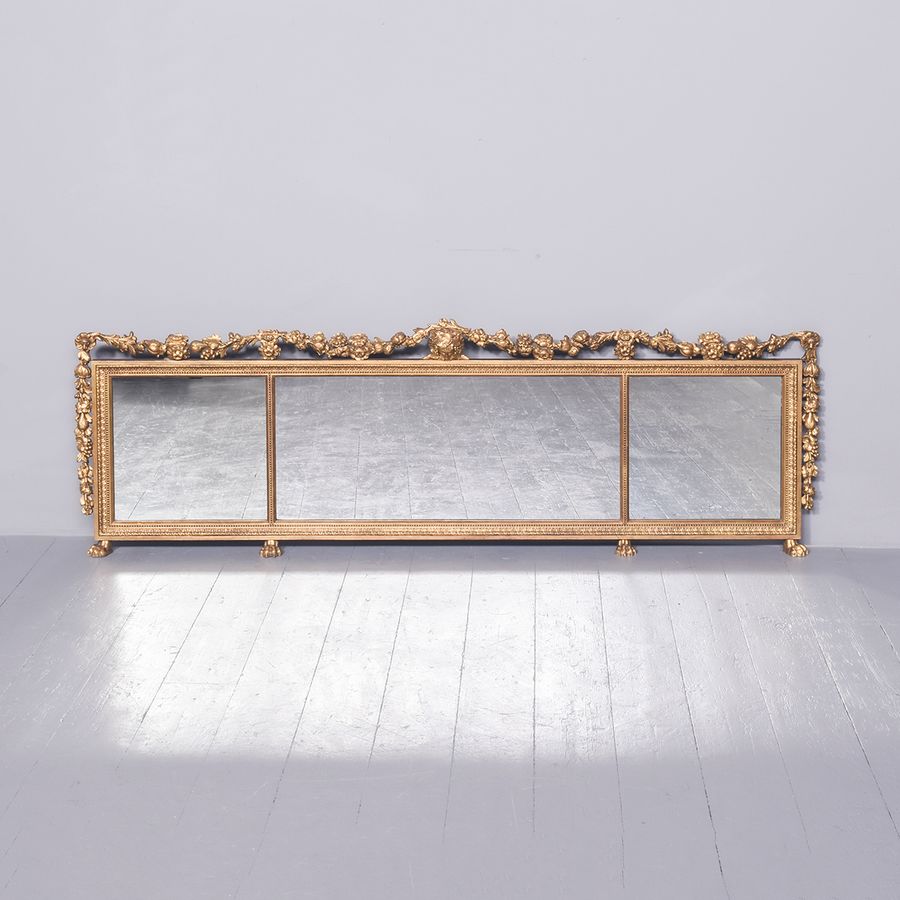 Carved and Gilded Tryptic Overmantel Mirror