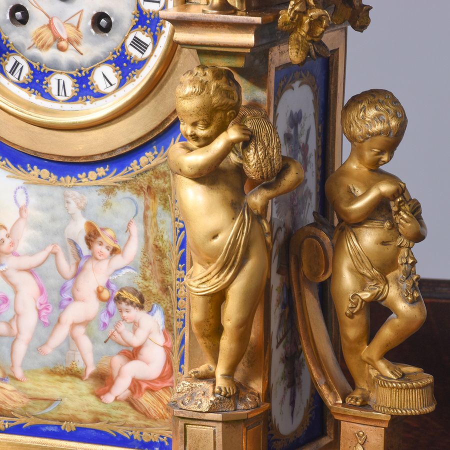 Antique Magnificent French Gilt Bronze Mantle Clock