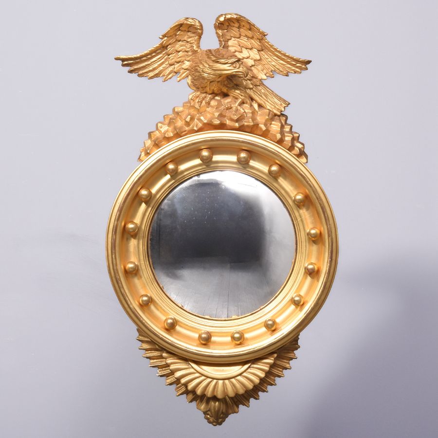 Gilded Regency Style Convex Mirror