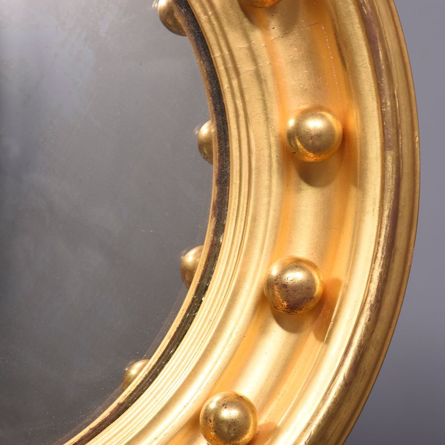 Antique Gilded Regency Style Convex Mirror