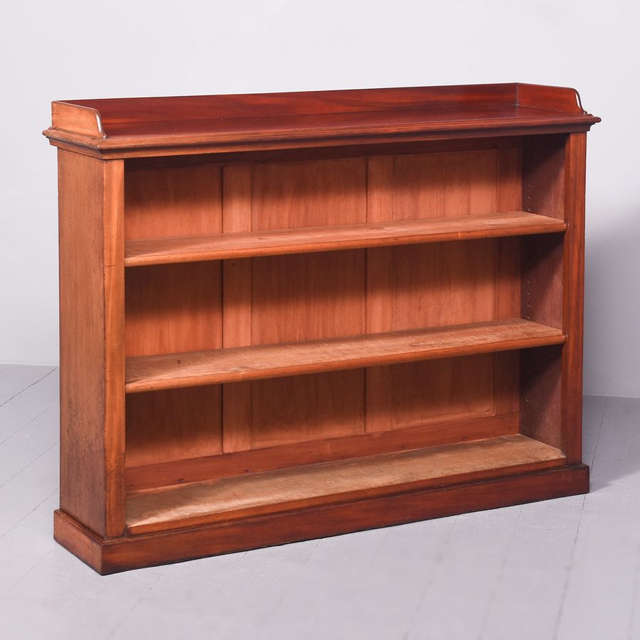 Antique Late Victorian Mahogany Open Bookcase with Three Adjustable Shelves