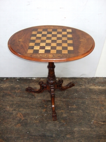 Antique Mid Victorian Walnut Games Occasional Table
