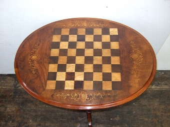 Antique Mid Victorian Walnut Games Occasional Table