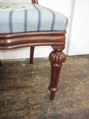 Antique Set of 6 Victorian Mahogany Balloon Back Chairs