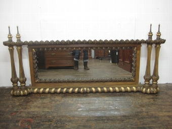Antique Victorian Carved Overmantel Mirror 