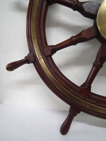 Antique Teak and Brass Ships Wheel 
