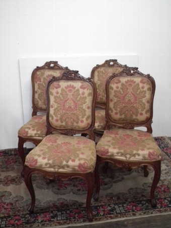 Set of 4 French Carved Oak Chairs