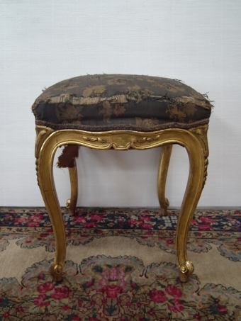 Antique Victorian Carved and Gilded Stool