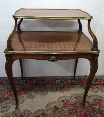 Antique French Two Tier Parquetry Inlaid Side Table