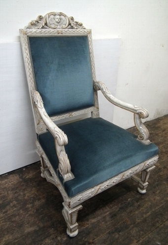 Antique Set of 6 Painted and Gilded Italian Chairs