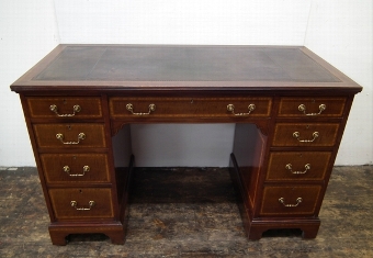 Antique Sheraton Style Inlaid Mahogany Kneehole Desk