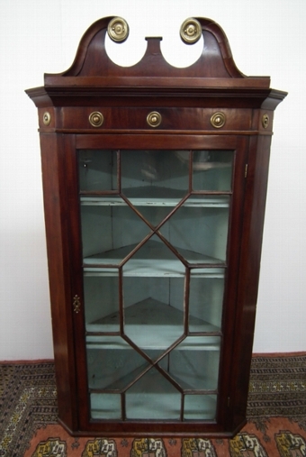 Antique Late Georgian Mahogany Glazed Corner Cabinet