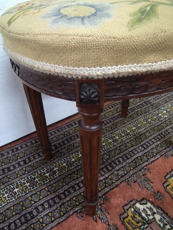 Antique French Style Carved Oval Foot Stool