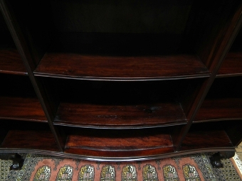 Antique Serpentine Mahogany Open Bookcase