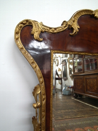 Antique George II Mahogany and Gilt Mirror