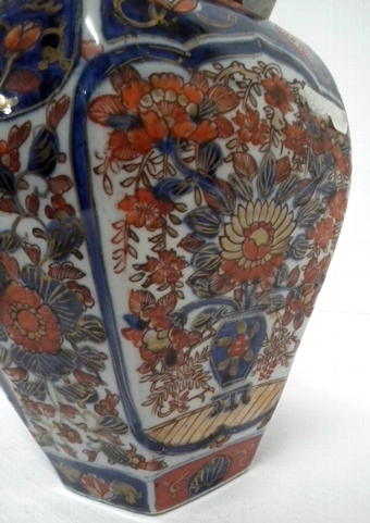 Antique Japanese Hexagonal Imari Vase