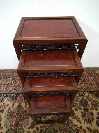 Antique Nest of 4 Chinese Rosewood Occasional Tables