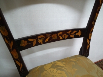 Antique Pair of Dutch Marquetry Side Chairs