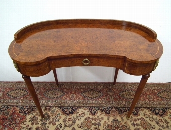 Antique Kidney Shaped Burr Elm Desk/Side Table