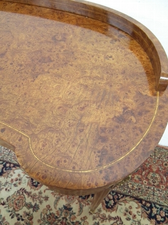Antique Kidney Shaped Burr Elm Desk/Side Table