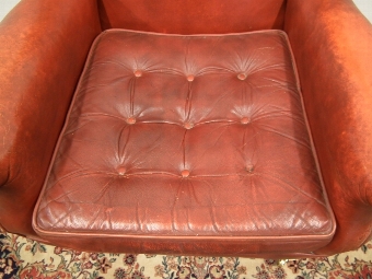 Antique Shabby Chic Leather Wing Armchair