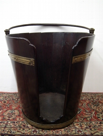 Antique George III Mahogany, Brass and Steel Plate Bucket