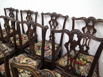 Antique Set of 12 Chippendale Style Mahogany Chairs