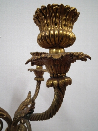 Antique French Cast Brass and Gilded Candelabra