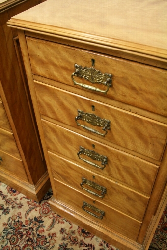 Antique Pair of Satin Birch Bedside Cabinets