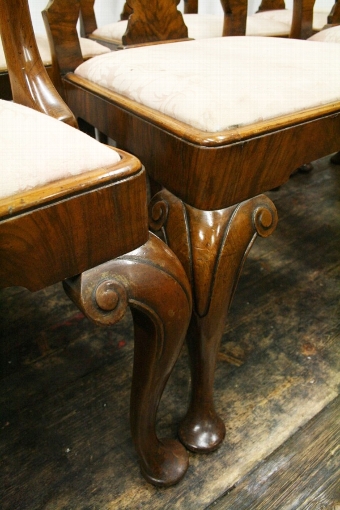 Antique Set of 7 George II Style Walnut Dining Chairs