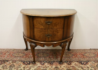 Antique Walnut Demi Lune Side Cabinet by Wylie & Lochhead