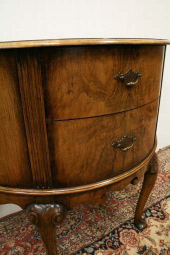Antique Walnut Demi Lune Side Cabinet by Wylie & Lochhead