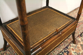 Antique Bamboo and Rattan Side Table