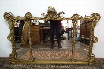 Antique Victorian Rococo Style Gilt Overmantel Mirror