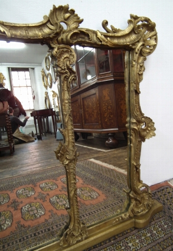 Antique Victorian Rococo Style Gilt Overmantel Mirror