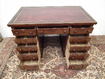 Antique Mid Victorian Mahogany Pedestal Desk
